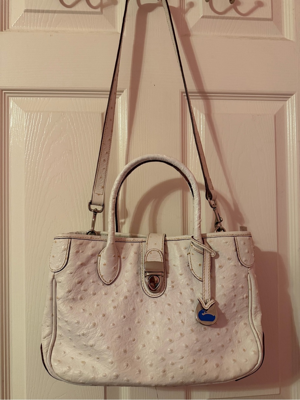 Dooney & Bourke Ostrich-Embossed
Leather Crossbody Bag White